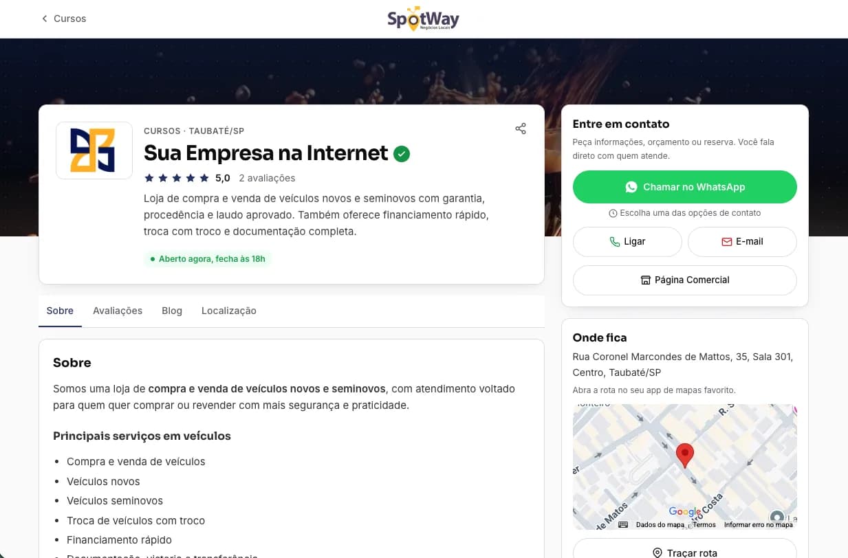 Perfil da Empresa no Guia de Empresas da SpotWay